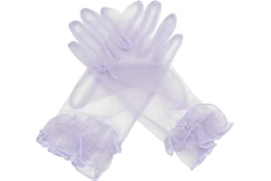 Hoseirty Guanti da donna corti in tulle per feste di nozze per la sposa lunghezza del polso vintage puro tè partito serale ballo Opera partito guanti