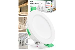 Bojim IP44 infälld LED-spotlight, hål 55 mm - 68 mm, 230 V, 4 W, varm/neutral/kall vit, extra platt takspotlight för kök, sov