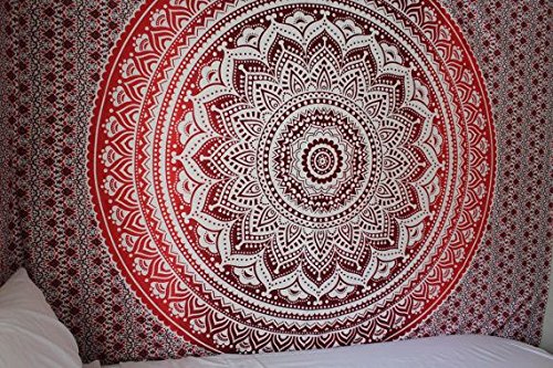 Red Ombre Hippie Indian Mandala Tapestry, Queen Mandala Home Decoration, Magical Thinking Hanging Wall Hanging - 3