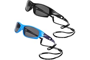 COASION Kids Sports Sunglasses 2 Pack Polarised UV Protection for Boys Girls Baby Toddler and Children Age 4-12