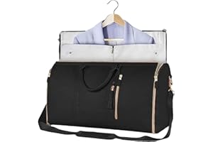 GWTDTOAD Reisetasche Faltbar Reise Kleidersack Wandelbarer Kleidertasche Anzugtasche Umhängetasche PU Leder Wasserdicht Carry On Garment Bag Duffle Bag Gym Bag Für Frauen Und Männer