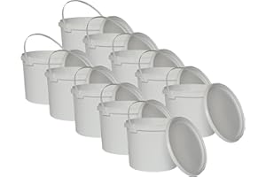 Nipter Seau en Plastique de qualité Alimentaire avec Couvercle, Blanc, 100% recyclables, 5L x 20 pièces
