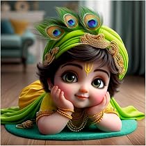 AR Creation Cute Baby Krishna Green Three Wall Poster ...