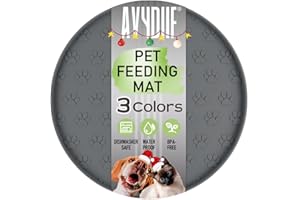 AVYDIIF Pet Feeding Mat, Waterproof Anti-slip Placemats for Dog Cat Bowl Silicone Pet Food Mat, Raised Edge Prevent Spills on Floor & Carpet, Dishwasher Safe(1 Grey, 28 X 28 cm)
