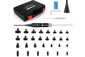 KinZon Kit de réglage de la visée Laser Professionnel calibres 0.17 à 0.78 (12GA) Laser Bore Sight, viseur à alésage Rouge, 30 adaptateurs, avec Embout pour améliorer la stabilisation, Chasse,Airsoft