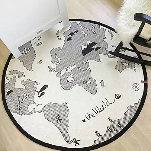Preisvergleich Produktbild Baumwolle Leinwand Kinderzimmer Krabbelkissen Weltkarte Spiel Mat Runde Bereich Teppich (Durchmesser 53 Zoll)