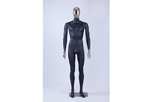 Eurohandisplay DM1*8D Mann schöne abstrakte schwarz Matt lackierte Schaufensterpuppe Galvanik Kopf und Hände Neu Männliche Weiblich (DM1++8D Mann)
