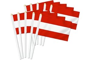 25 Stück Österreich Handheld Flagge,Österreichische Bevölkerung Dekor Hand gehalten Hold Fahne, Dekoration Banner hand Austria