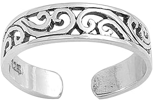 7K Zehenring aus 925 Sterling Silber als Fußschmuck oder Fingerring für Damen, Herren und Kinder, offener Midi Ring, verstellbar, Modell 17