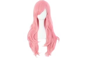 MapofBeauty 28" langes lockiges Haarspitzen Kostüm Cosplay Perücke (rosa)