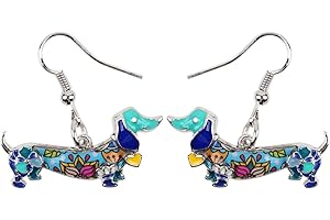 DUOWEI Cute Dachshund Dog Earrings Dangle Jewelry Gifts for Women Girls Kids