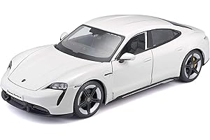 Bburago Porsche Taycan: Modellauto im Maßstab 1:24, Türen beweglich, 20 cm, weiß (18-21098)