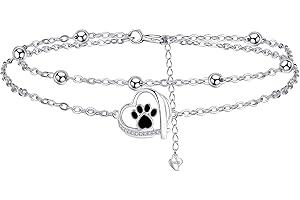 Hifeeled Cavigliera Donna Argento 925 con Doppia Catena Estate Spiaggia Catena Piedi - Anallergica Regolabile |22cm+4|