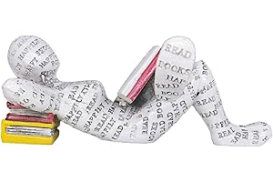 ARJDXDP Resin Abstract Thinker Sculpture, Reading Woman Figurine, Decorative Figures, Innovative Lady Reading Pulp Molding Bookshelf Ornaments for Home Decoration