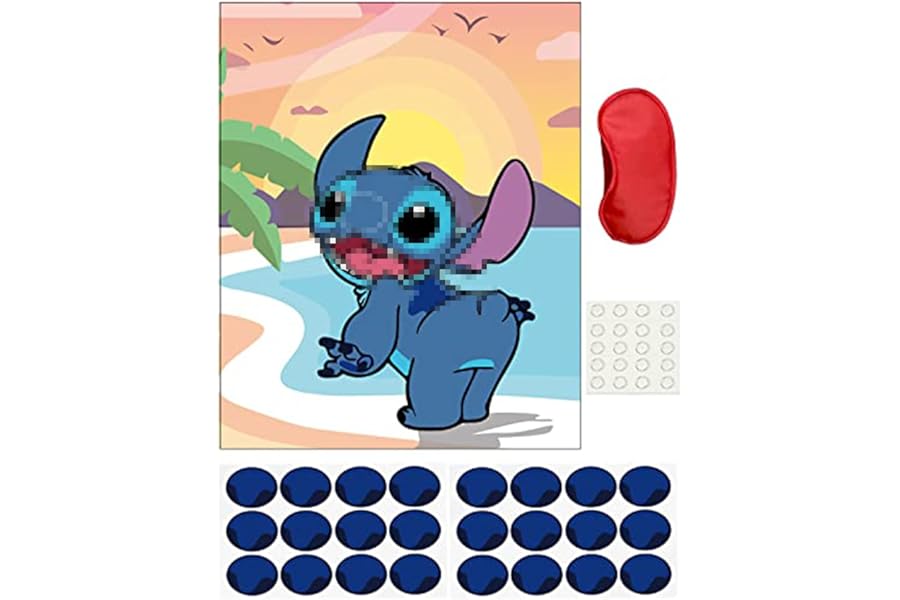 Volsha Pin the Nose on the Game, 52×42cm Party Game with 24 PCS Birthday Party Supplies for Wall Home Room Decorations (Blue)