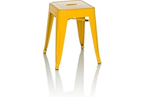 hjh OFFICE 645071 Tabouret bistrot VANTAGGIO Métal Jaune, Tabouret au Look Industriel et Moderne, empilable