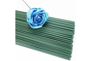 QIKAARA 50 Pieces Floral Wire Stems, 2 mm Green Florist Wire, 20 cm Bouquet Stems Craft Supplies for Handmade DIY Flower Arrangements, Floristry, Wreath Garland Making