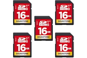 Gigastone SD Card 16GB 5-Pack, High-Speed 16GB SD Card Full HD Video Memory Card, Compatible with Canon Nikon Sony Pentax Kodak Olympus Panasonic Digital Camera, UHS-I SDHC U1 Class 10