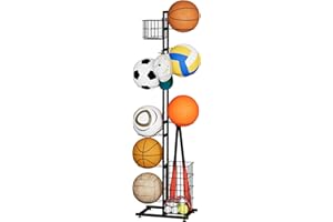 uyoyous Metall Ballständer Ball Aufbewahrung regal Mehrschichtig Basketballständer Kinder-Basketball Halter Fußballständer Innenbereich Ballregal Organizer Für Sportgeräte