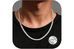 YADOCA 925 Sterling Silver Chain Mens, 3mm/5mm Thick Cuban Chain for Men Sturdy Mens Silver Chain Hypoallergenic Men's Necklace Jewelry for Boy 18/20/22 Inch