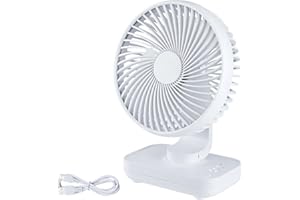 Qingning Ventilateur de Bureau USB Silencieux, Mini Ventilateur de Table Portable avec 4 Vitesses, Petit Ventilateur de 5'' Puissant, 4000mAh Rechargeable pour Maison,Chambre,Bureau,Extérieur (Blanc)