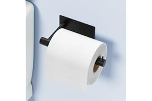 SUSSWIFF Porta carta igienica autoadesiva nero opaco, porta carta igienica in acciaio inossidabile di alta qualità fissato al muro, porta carta igienica senza fori per bagno, cucina, bagno, camper