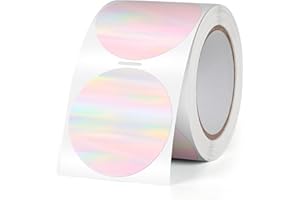 ‎FINDAT FINDAT Rainbow Holographic Thermal Labels Roll Waterproof Round 38mm Dot Labels Printable Vinyl Laser Thermal Stickers for Logo Design DIY Thank You QR 500pcs
