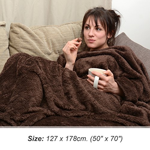 Genuine Snug Rug Luxury Decke Sherpa Werfen Warm Fleece Decke – Schokolade - 5