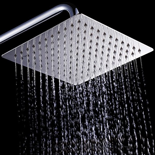 BAYTTER® Duschkopf Regendusche Brause Luxus Kopfbrause 12 Zoll / 196 Düsen / Superflach Brausekopf Regenbrause Regenduschkopf, Ultra flach Desi Anti-Kalk-Düsen Rund & Eckig 304 Edelstahl poliert Spiegeleffekt hochglänzend (Eckig 30cm) - 2