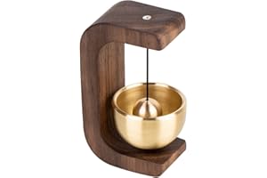 Musiin Golden Decorative Shopkeepers Bell for Door Opening - Magnetic Walnut Wood Doorbell with Brass Bell, Ideal Entrance Hanging Chime for Wall, Store, Wardrobe, Fridge and Shop Decoration