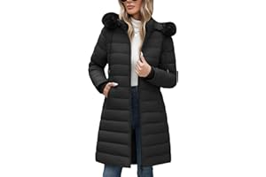 Yuson Girl Women's Coats Winter Jackets for Women Quilted Padded Coats Long Fleece Lined Jackets Zipper Hooded Parka Water Repellent Puffer Jacket Windproof Outerwear Ladies Coat