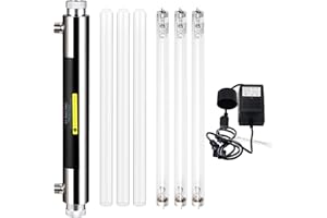 Geekpure Sistema de Filtro de Agua para Toda la Casa U-V 6 GPM - Purificador de Agua con 3 Filtros UV + 3 Mangas de Cuarzo (25 Watt)