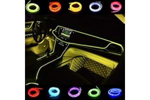 Kmruazre 2m/6ft El Wires Bandes Lumineuses Electroluminescence Light Glowing Neon String Lights pour siège de Voiture/Console/Porte/Tableau de Bord décoration Facilement Bricolage (Vert Fluorescent)