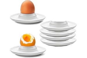 ZIRANEE Coquetiers,6 PCS Support oeuf a la Coque Porte-oeufs Doux et Durs Coquetiers Support d'oeufs en Plastique Blanc Plateau d'oeufs pour oeufs durs et durs allant au micro-ondes et au lave-vaisselle