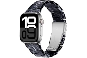 Miimall Resin Strap for Apple Watch Series 11 10 9 8 7 6 5 4 SE 3 2 1, Lightweight Band for iWatch 42mm(Series 10 11) 41mm 40mm 38mm, Replaceable Bracelet for Women Ladies-Silver/Black White