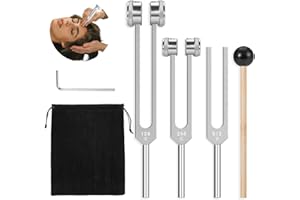 MEIION novamoi PulseZen – Soulagez Stress & Tensions par la Thérapie Sonore Naturelle Ensemble de Diapasons - 128Hz, 256Hz, 512Hz, Diapasons en Aluminium Thérapie Sonore et Création Musicale