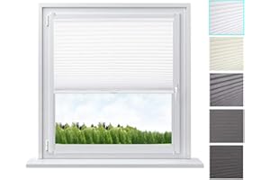 ‎WOLTU WOLTU Plissee ohne Bohren Klemmfix Faltrollo Jalousie Weiß 90x130cm (BxH), Plisseerollo Crushed Optik Sichtschutz und Sonnenschutz Easyfix lichtdurchlässig Rollo für Fenster & Tür