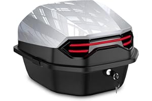 ‎ABESTME ABESTME Motorradkoffer Topcase, Topcase für Roller, Motorrad Daily Tail Box Trunk Carrier Kunststoffkoffer mit Sicherheitsschloss, Wasserdicht Motorrad Top Box mit Installieren Platte (Silber)