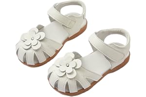 Aileese Toddler Baby Little Kid Girl Genuine Leather Soft Closed Toe Fashion Beach Sandals Summer Shoes