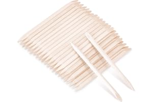 PROUSKY 100 Pieces Wooden Sticks Double-End Wood Cuticle Pusher Remover Sticks Orange Nail Sticks Wood Cuticle Sticks Nail Art Manicure Pedicure Tool