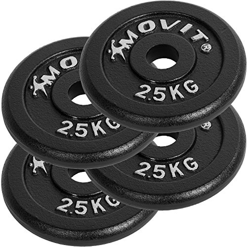 MOVIT® Gusseisen Kurzhantel Set, Varianten 1×10 bis 1×30 kg, Stangen gerendelt mit Sternverschlüssen - 6