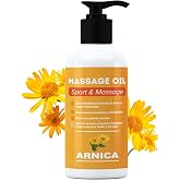 QKnatur - Massage oil with Arnica, Calendula and Witch Hazel extract (250ml) - Ideal for massages on muscles, back, shoulder,
