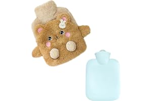 XFEYAQLO Borsa Acqua Calda Bambini Mini, Bottiglia di Acqua Calda Carino Morbido, Borsa Acqua Calda Peluche, Hot Water Bag, Quando fa Freddo Regalo Perfetto per Bambini, 400ml, 20x21cm, Orso