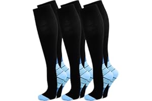 Kuzimua 3 Paia di Calze a Compressione Graduata per Uomo E Donna, per Sport, Running, Corsa, Escursioni, Ciclismo, Giri in Bici, Sportive, Gravidanza, Viaggi in Aereo