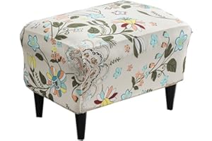 Highdi Funda Otomana Rectangular, Funda de Reposapiés de Sofá, Funda para Taburete Elástica Extraíble Estampada Patrón Elegante Protector de Puff con Parte Inferior Elástica (Flores de Primavera)