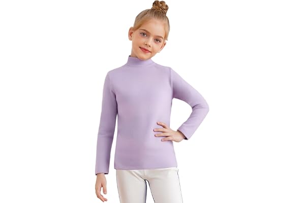 Hedmy Barn termisk topp flickor pojkar fleece fodrad långärmad t-shirt undertröja tröja med ståkrage