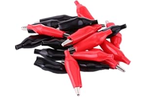 Zaciski krokodylkowe Akozon 20 sztuk 28MM metalowy zacisk krokodylkowy elektryczny zacisk krokodylkowy do testowania miernika sondy czarny i czerwony