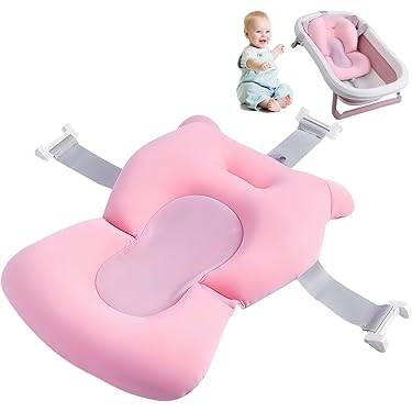 Cuscino Per Vasca Da Bagno Bambini - Tappetino Da Bagno Sicuro, Con Fibbie, Per Neonati 0-1 Anno, Blu O Rosa - Foto 8
