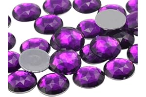 ALLSTARCO 15mm Flat Back Round Acrylic Rhinestones Plastic Gems for Jewelry Making Costume Jewels Cosplay Embelishments - 40 Pieces (Purple Amethyst Lt .NAT02L)