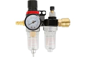 CJHZQYY Filtro Agua para Aire Comprimido, 1/4" Regulador de Aire Comprimido, filtro aceite agua, manómetro separador de agua de aire comprimido, Separador de agua del aceit con copa del lubricante